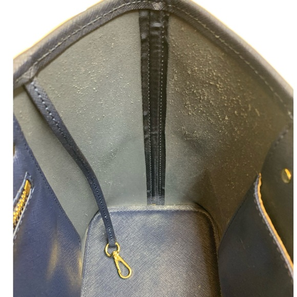 Michael Kors Blue Striped Leather Tote - Picture 11 of 16